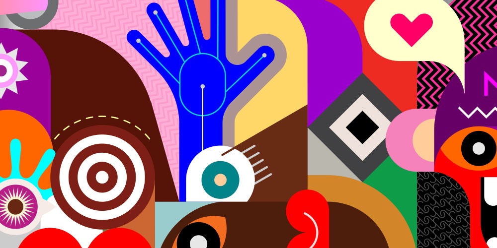 Mosaïque évocatrice des médias sociaux