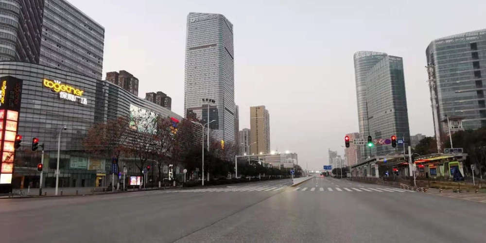Les rues désertes de la ville de Wuhan, en Chine